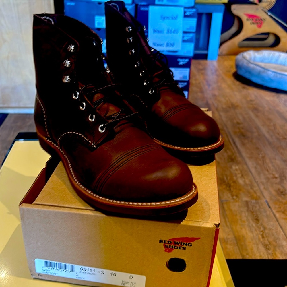 Red Wing Iron Ranger.   6 inch boot in Amber Harness Leather. Made in the USA